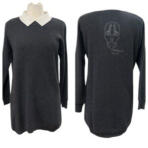Thomas Wylde Skull Print Sweater Mini Dress SZ M Grey